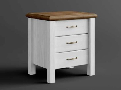 Rustikálny nočný stolík AUSTIN Merida TRIO so šuplíkmi