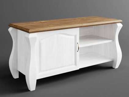 Rustikální TV stolek AUSTIN Romance z masivu (Barevné provedení Bílá - hnědá 22-05)