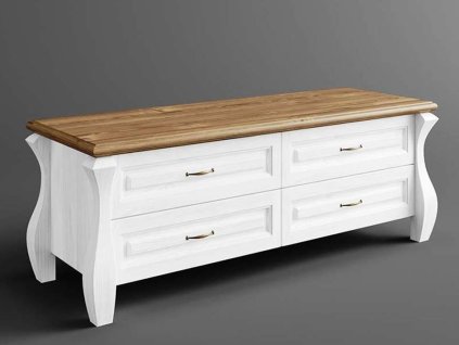 Rustikální TV stolek AUSTIN Romance ANDALUS z masivu (Barevné provedení Bílá - hnědá 22-05)