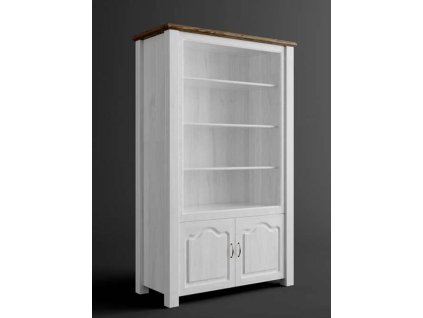 Rustikální knihovna AUSTIN Merida FREZIE (Barevné provedení Bílá - tmavě hnědá 22-25)