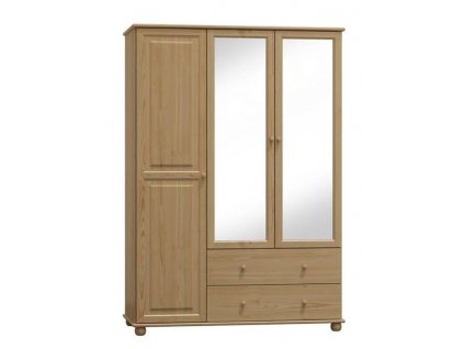Skriňa z masívu Šumava SZ77 so zrkadlom (Barevné provedení Přírodní, Šířka 120 cm)