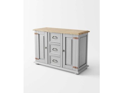 Komoda Hacienda Grey 3S2D z masívu