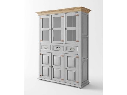 Trojdverový kredenc Hacienda Grey z masívu