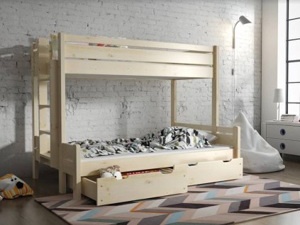 Poschodová posteľ JARDA 90x200 cm (Farebný dizajn Bílá, Provedení Levé, Rozmery postele 90x200/120x200 cm)