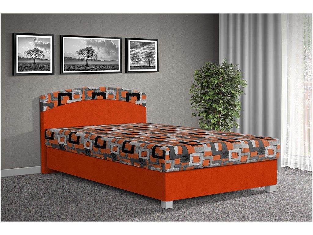 čalúnená posteľ s úložným priestorom Aurelie 140x200cm oranžová