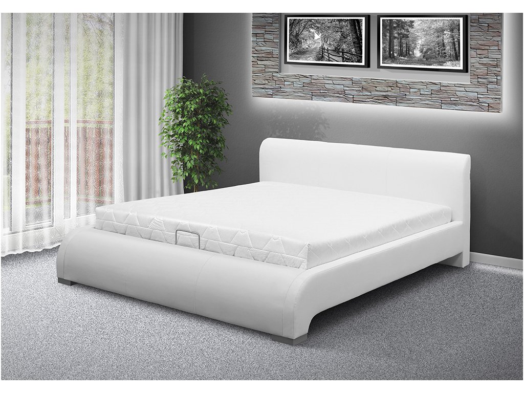 Luxusná posteľ SEINA NEW 180 bielá EKO koža
