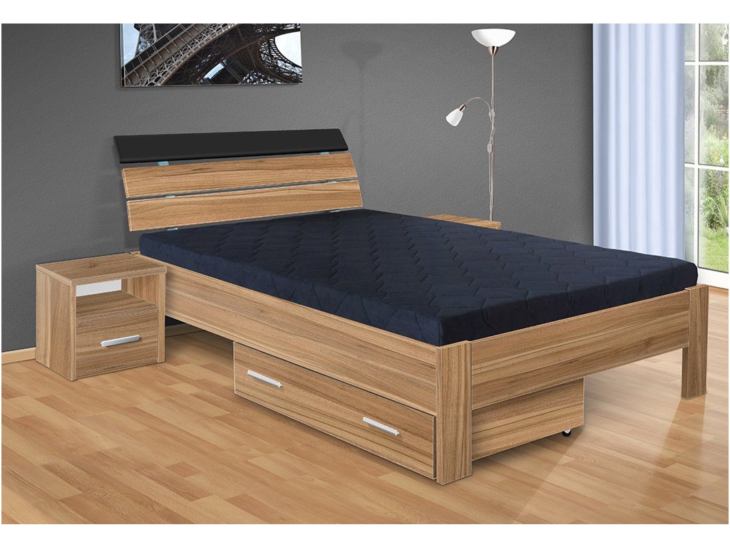 Moderná drevená posteľ Darina 140x200 cm orech lyon