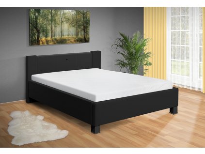 Moderná čalúnená posteľ s úložným priestorom a LED osvetlením Luna 140x200 cm čierná
