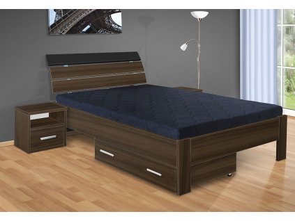 Moderná drevená posteľ 120x200 cm orech