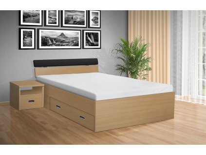 Moderná kvalitná drevená posteľ s úložným priestorom RAMI M 140x200 cm buk