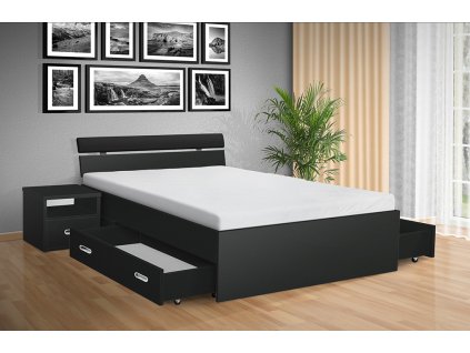 Moderná kvalitná drevená postel s úložným priestorom RAMI M 160x200 cm antracit