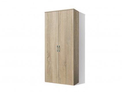 Moderná lacná vysoká policová skriňa s plnými dverami Alfa 11 š. 40 cm dub sonoma svetlý