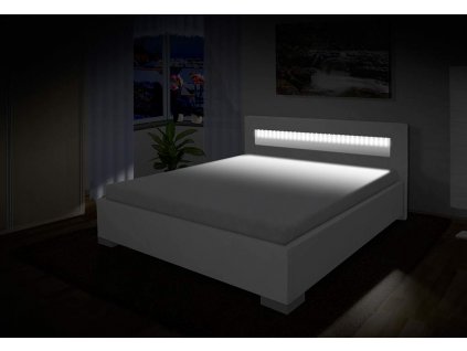 Luxusná posteľ Mia s LED osvietlením EKO 120x200 cm bielá