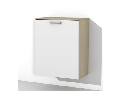 Kúpeľňová skrinka s košom na bielizeň K19 š. 60 cm v dekore agát s bielymi dvierkami