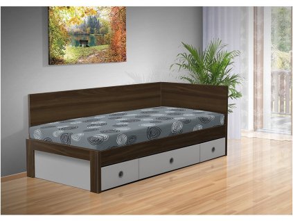 Kvalitná posteľ s úložným priestorom a s čelami Iveta 90x200 cm orech sivá