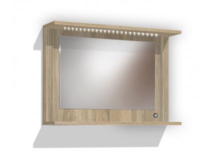 Retro kúpeľňová skrinka so zrkadlom, policou a LED osvetlením KR20 š. 90 cm dub sonoma