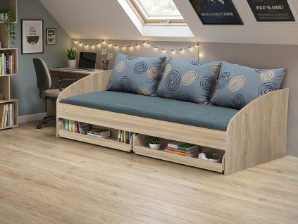 Válenda Bimbo a úložným priestorom v dekore dub sonoma svetlý