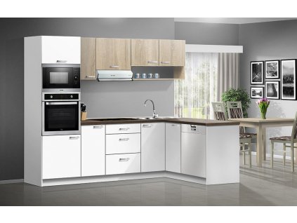 Kuchynská linka Orinoko N005 biela dub sonoma valentino hnedé