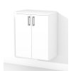 Závesná kúpeľňová skrinka s policou K2 š.60 cm v dekore biela s bielymi lesklými dvierkami