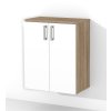 Závesná kúpeľňová skrinka s policou K2 š.60 cm v dekore dub sonoma tmavýs bielymi lesklými dvierkami