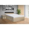 Moderná kvalitná drevená postel s úložným priestorom RAMI M 160x200 cm dub sonoma světlý