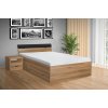 Moderná kvalitná drevená postel s úložným priestorom RAMI M 160x200 cm dub sonoma světlý