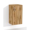 Závesná kúpeľňová skrinka s policou a dvierkami K5 š. 40 cm v dekore dub wotan a biely lesk