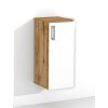 Závesná kúpeľňová skrinka s policou K6 š. 30 cm v dekore dub wotan s bielymi lesklými dvierkami
