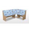Rohová lavica do jedálne s úložným priestorom buk a modrá