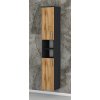 Vysoká kúpeľňová skrinka s policami a dvierkami K13 š. 30 cm v dekore antracit s dvierkami dub wotan