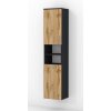 Vysoká kúpeľňová skrinka s košom na bielizeň a dvierkami K17 š. 40 cm v dekore antracit s dvierkami dub wotan