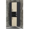 Závesná rohová kúpeľňová skrinka K36 v dekore antracit s dvierkami v agáte