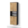 Vysoká kúpeľňová skrinka s policami a košom na bielizeň K29 š. 60 cm v dekore antracit s dvierkami dub wotan