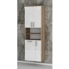Vysoká kúpeľňová skrinka s policami a košom na bielizeň K29 š. 60 cm v dekore dub sonoma tmavý s bielymi dvierkami v lesku