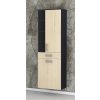 Vysoká kúpeľňová skrinka s policami a košom na bielizeň K30 š. 60 cm v dekore antracit s dvierkami agát