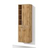 Vysoká kúpeľňová skrinka s policami a košom na bielizeň K30 š. 60 cm v dekore dub wotan