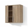 Horná kúpeľňová skrinka s policami K38 s otvorenými dvierkami