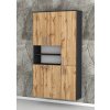 Vysoká, závesná kúpeľňová skrinka K40 s košom na bielizeň v dekore antracit s dvierkami dub wotan