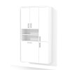 Vysoká, závesná kúpeľňová skrinka K40 s košom na bielizeň v dekore biela s lesklými dvierkami