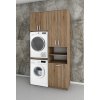 Vysoká kúpeľňová skrinka na práčku a sušičku s košom na bielizeň K45 v dekore dub sonoma tmavý