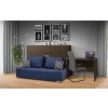 Sklápacia posteľ s pohovkou VS 1056 o rozmere 200x90 cm orech, modrá pohovka