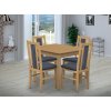 Jedálenský set pre 4 osoby so stolom 80x80 cm a stoličkami v dekore buk/svetlo modrá