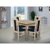 Jedálenský set pre 4 osoby so stolom 80x80 cm a stoličkami v dekore dub sonoma/tmavo modrá