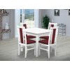 Jedálenský set pre 4 osoby so stolom 90x90 cm a stoličkami v dekore bielá/bordová