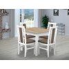 Jedálenský set pre 4 osoby so stolom 90x90 cm a stoličkami v dekore bielá a dub sonoma/cappuccino