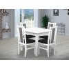 Jedálenský set pre 4 osoby so stolom 90x90 cm a stoličkami v dekore bielá/kohútia stopa