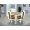 Jedálenský set pre 4 osoby so stolom 90x90 cm a stoličkami v dekore bielá a dub sonoma/žltá