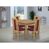 Jedálenský set pre 4 osoby so stolom 90x90 cm a stoličkami v dekore buk/bordová