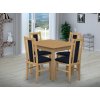 Jedálenský set pre 4 osoby so stolom 90x90 cm a stoličkami v dekore buk/tmavo modrá