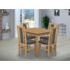 Jedálenský set pre 4 osoby so stolom 90x90 cm a stoličkami v dekore buk/šedá